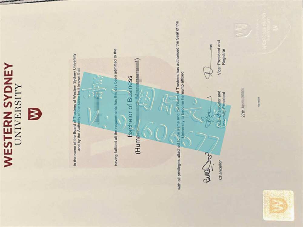 更新西悉尼大学毕业证尺寸,遗失补办澳洲WSU文凭成绩单机构