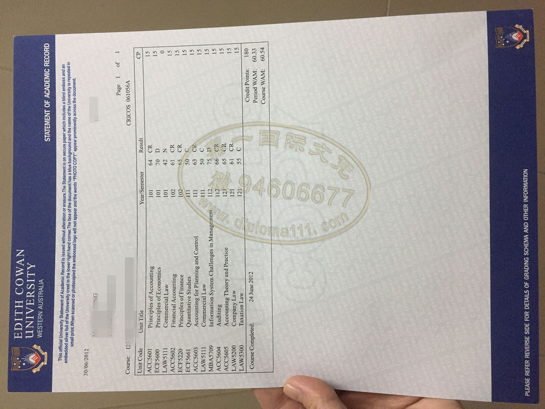 更新伊迪斯科文大学成绩单案例,澳洲ECU文凭尺寸大小