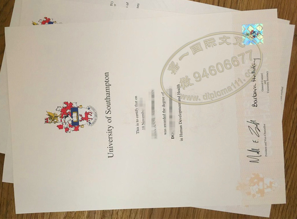原版一比一制作南安普顿大学博士学位证书实拍