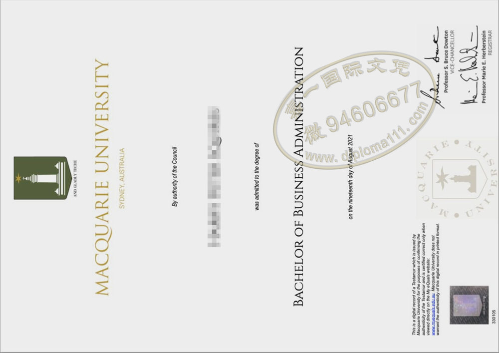 21年澳洲MQU文凭电子图or麦考瑞大学毕业证已更新