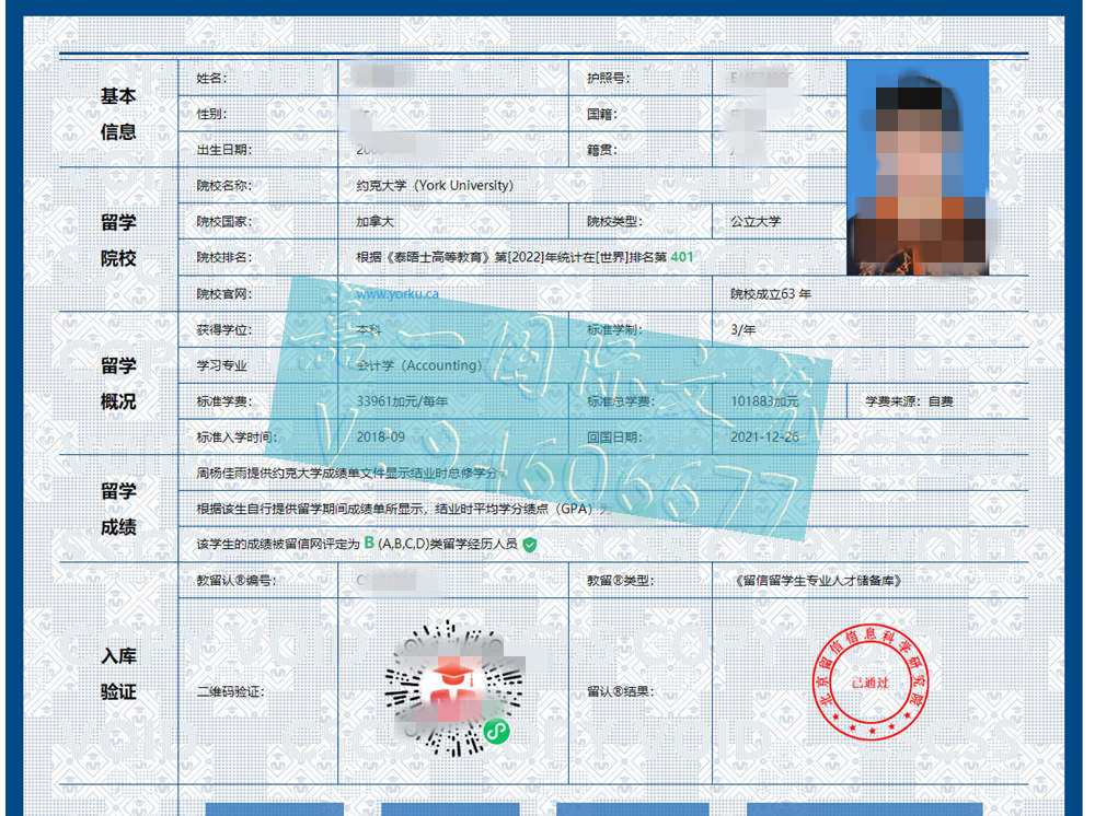 2022年初出的加拿大约克大学留信网文凭认证案例
