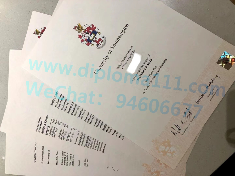 购买一套南安普顿大学毕业证成绩单案例展示图/
