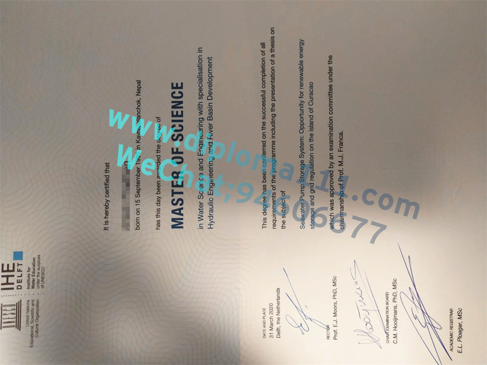 办理荷兰IHE文凭学历流程|展示国际水利环境工程学院毕业证图