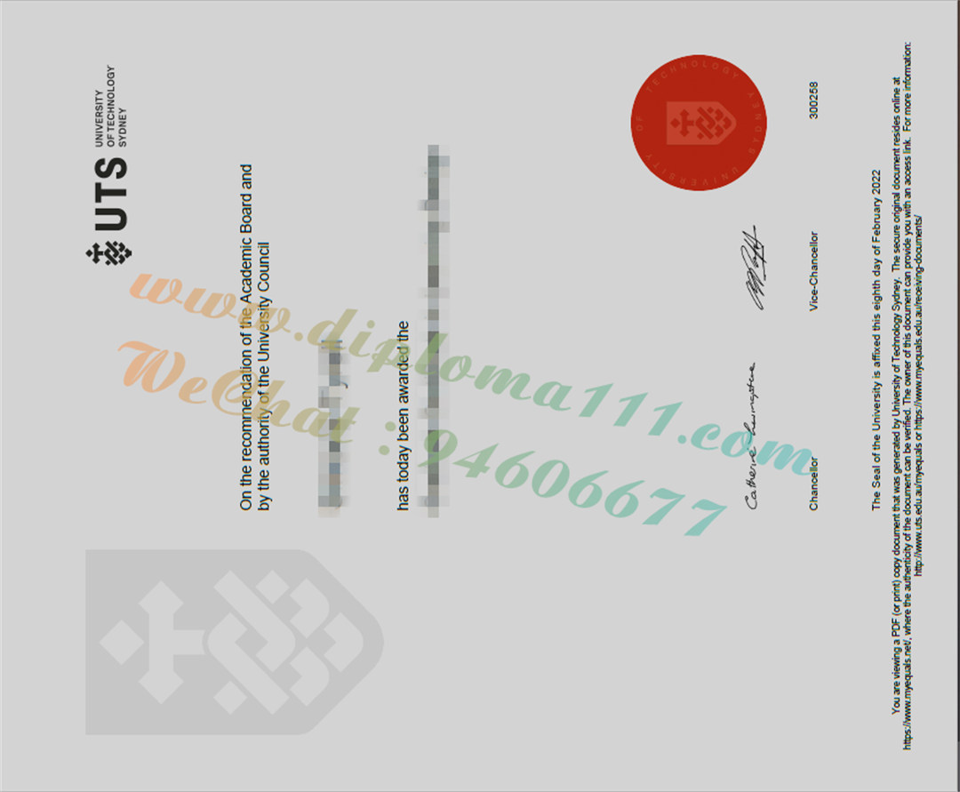更新澳洲UTS文凭签名,购买悉尼科技大学毕业证学位证正确步骤