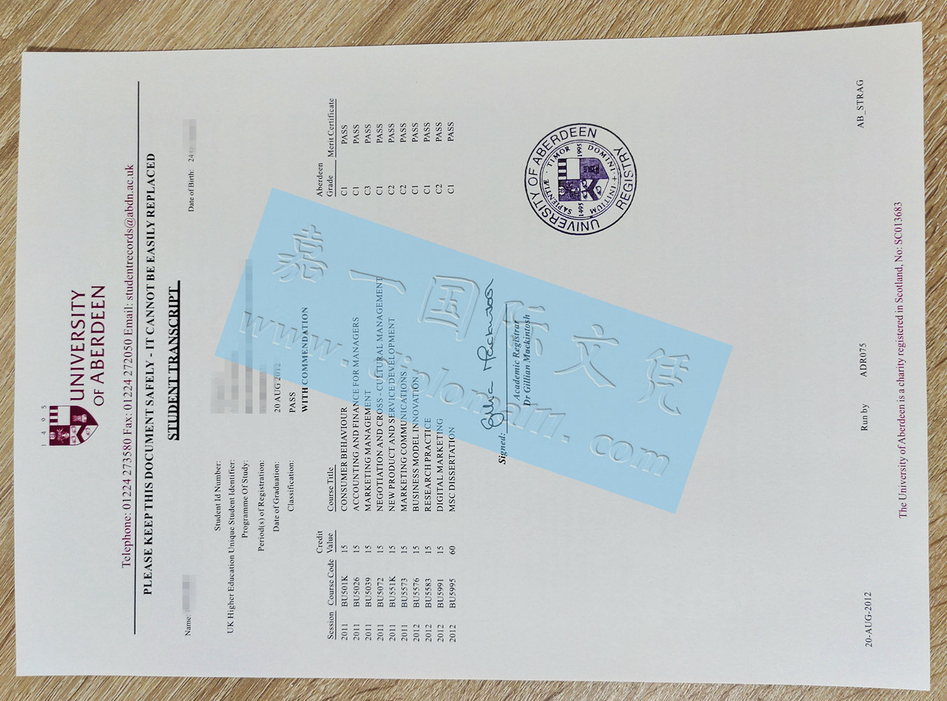 评估阿伯丁大学硕士学位证成绩单版本齐全的价值/