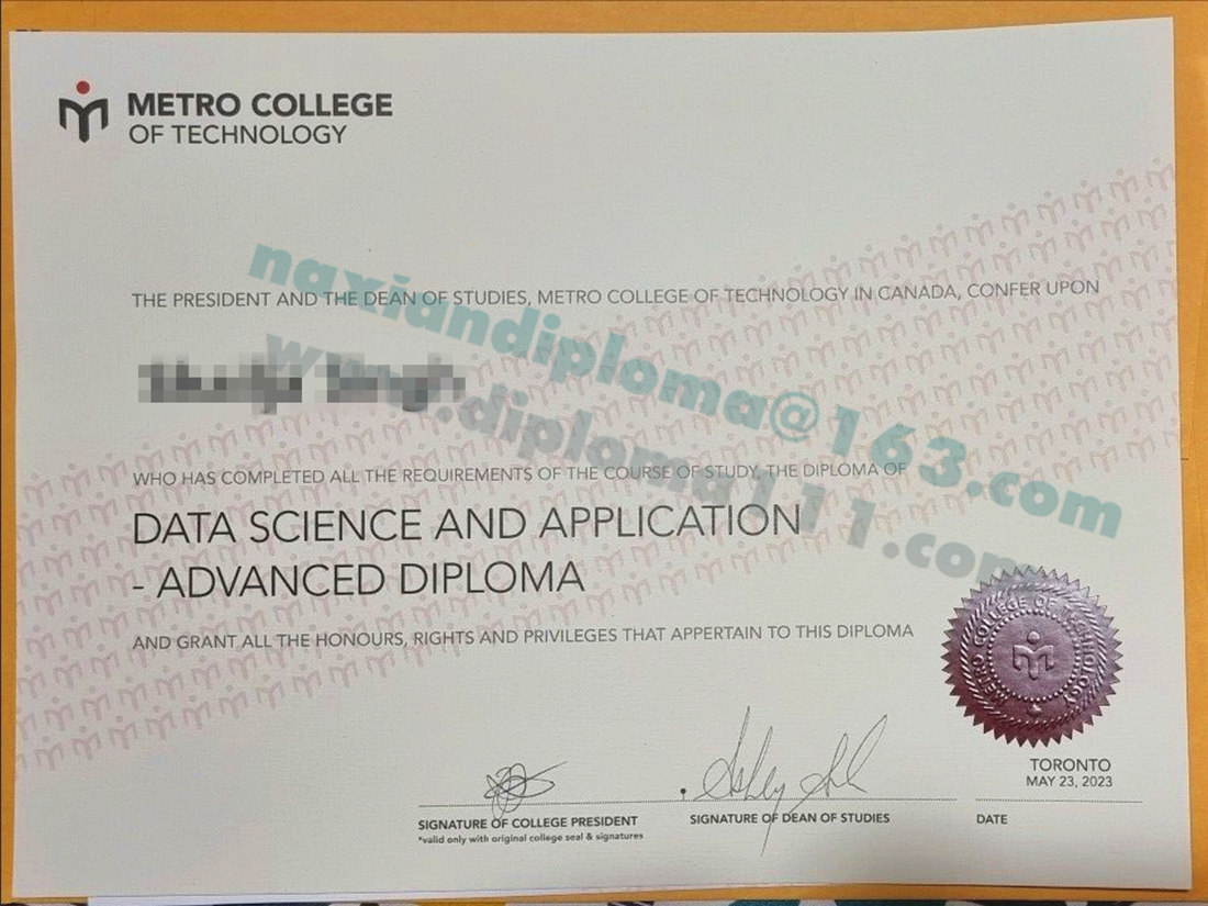 METRO COLLEGE毕业证模板,加拿大文凭办理指定合作平台