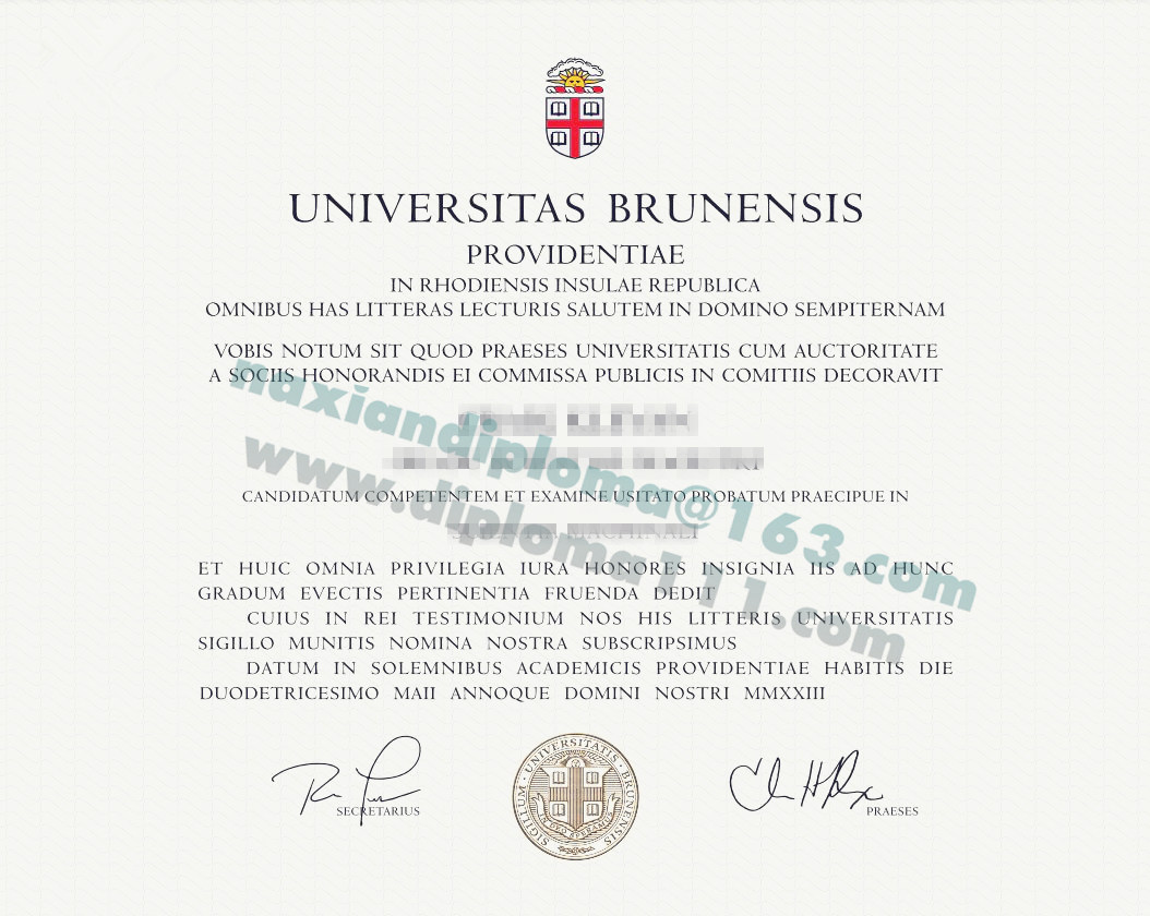 布朗大学电子毕业证模板,美国Brown拉丁语精仿文凭样式