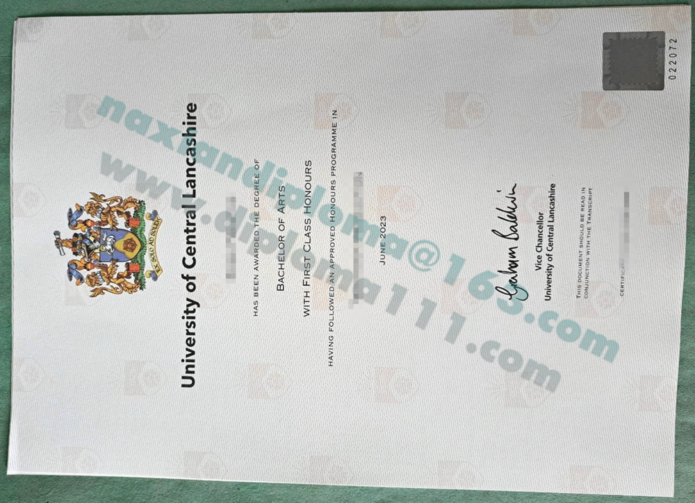 办英国UCLan文凭顶奢品控:中央兰开夏大学毕业证已更新