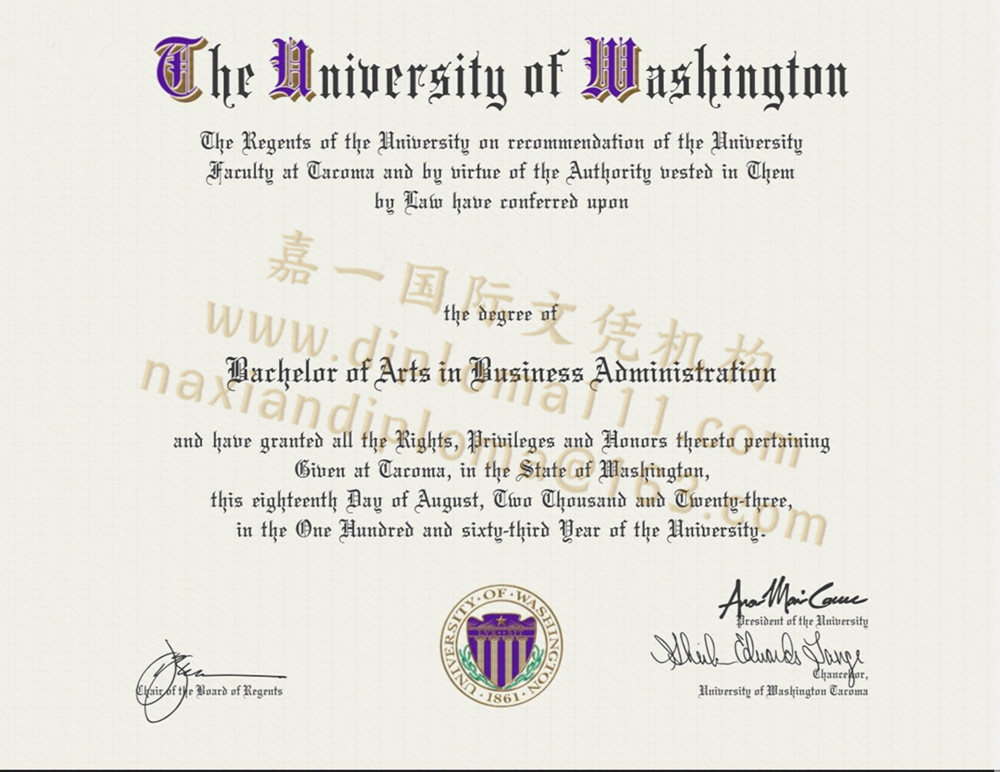 美国UW Tacoma文凭证书新签名，制作华盛顿大学毕业证排名
