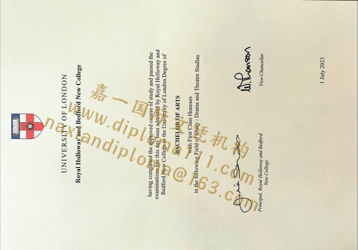 伦敦大学皇家霍洛威和贝德福德新学院毕业证样本案例/