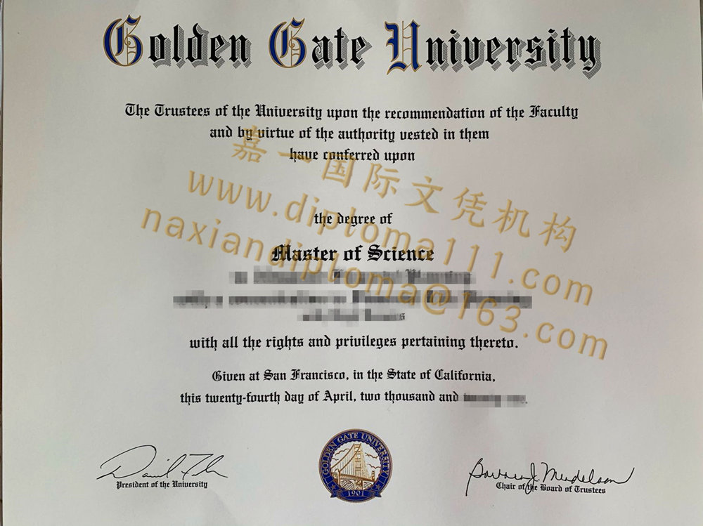 办理美国私立院校文凭工艺,金门大学毕业证样式图