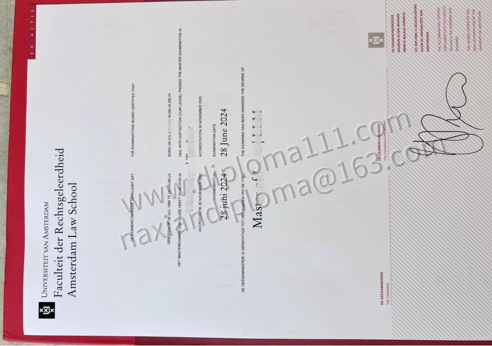 24年荷兰UvA硕士毕业证示范图：阿姆斯特丹大学学位证定制流程/