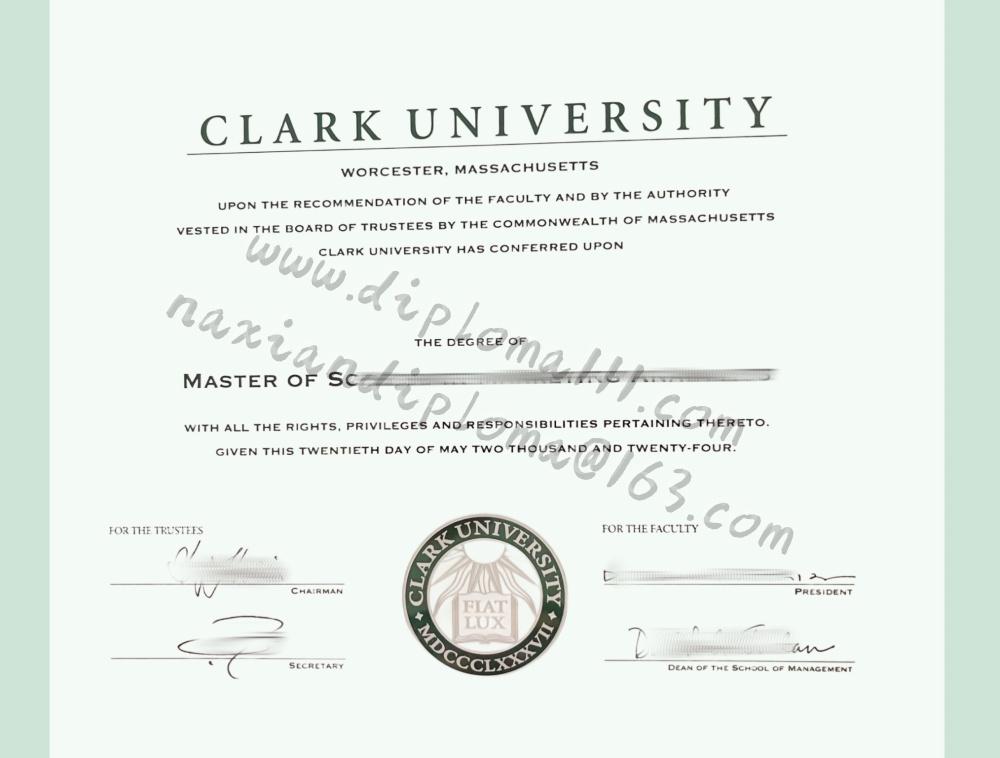 定制24年克拉克大学毕业证参考图|Clark University degree模板