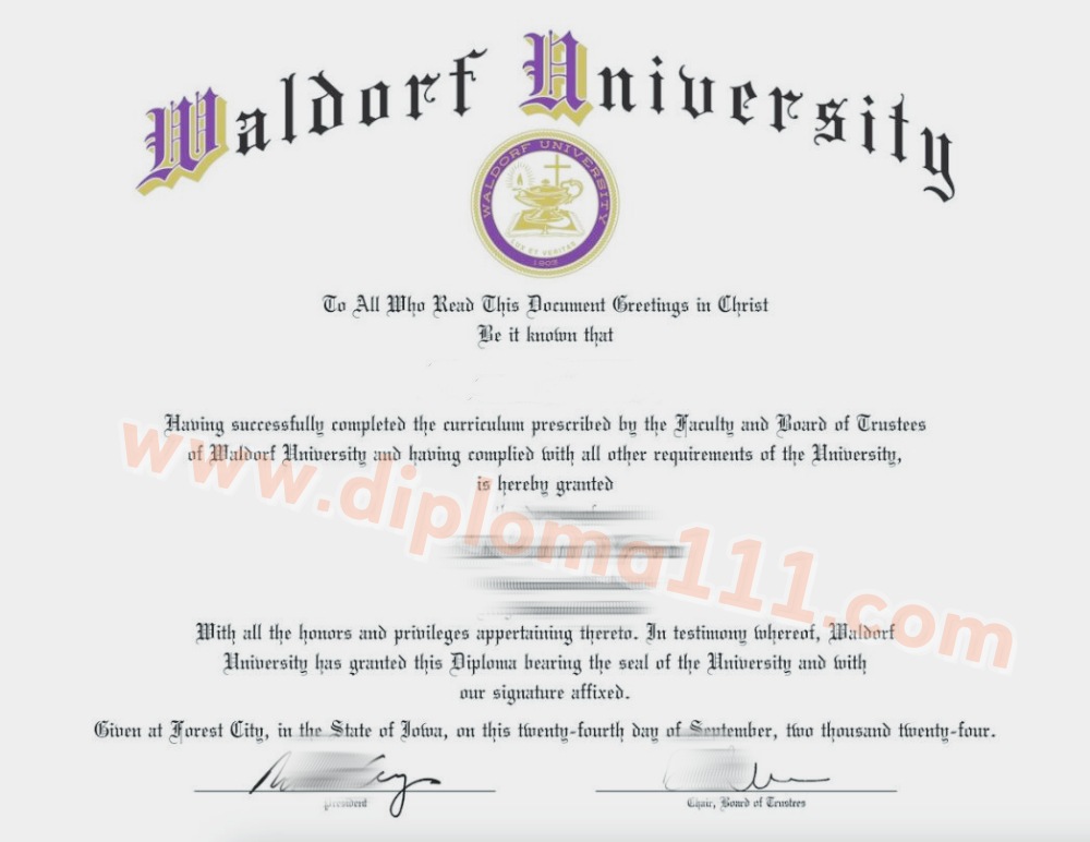 沃尔多夫大学{Waldorf University}电子毕业证模板更新图