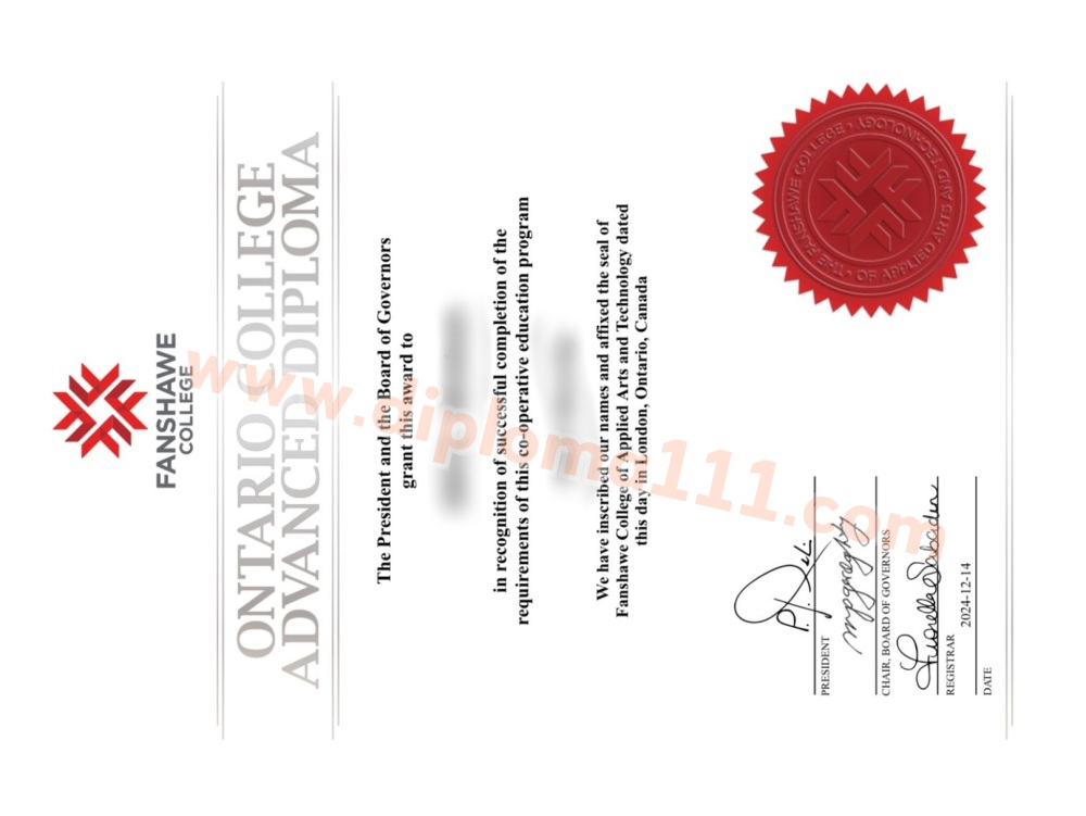 2025年加拿大Fanshawe College毕业证最新补办范莎学院文凭指南